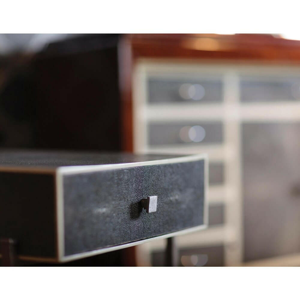 Jonathan Charles Side Table with Drawer Contemporary in Anthracite Shagreen - Silver.