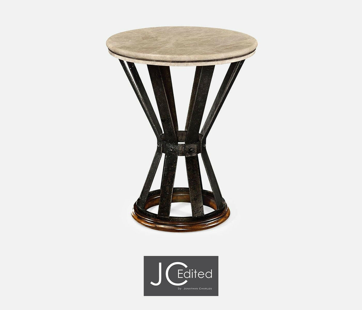 Jonathan Charles Side Table Wrought Iron with Marble Top - Dark.