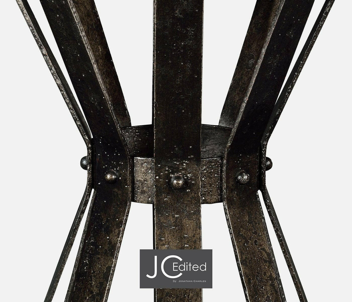 Jonathan Charles Side Table Wrought Iron with Marble Top - Dark.
