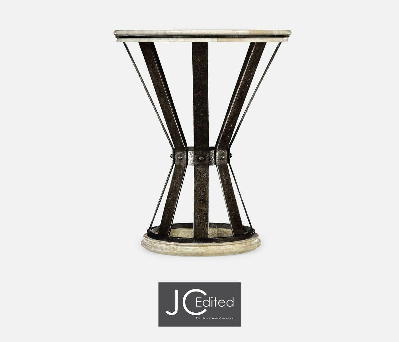 Jonathan Charles Living Jonathan Charles Side Table Wrought Iron with Marble Top - Light House of Isabella UK