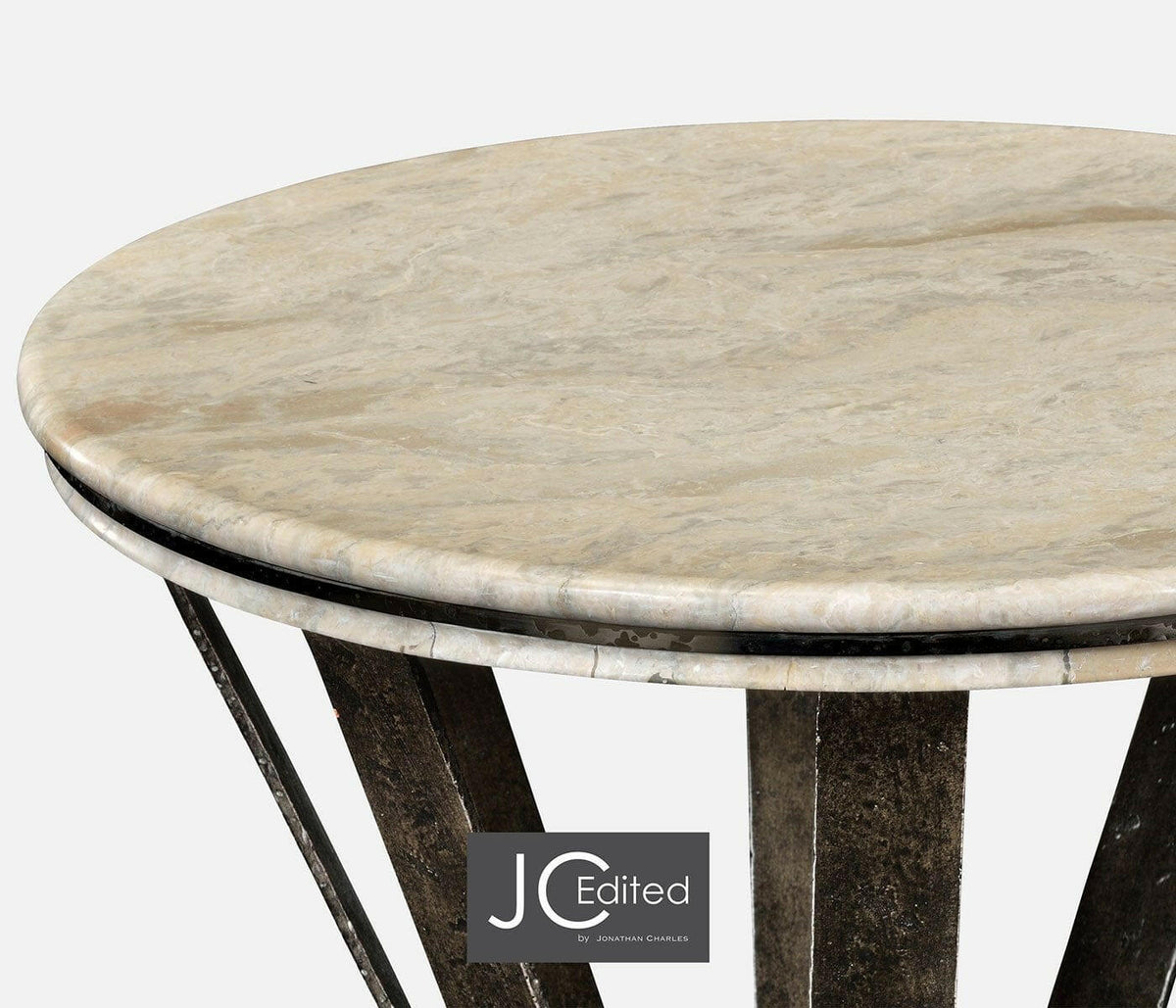 Jonathan Charles Side Table Wrought Iron with Marble Top - Light.