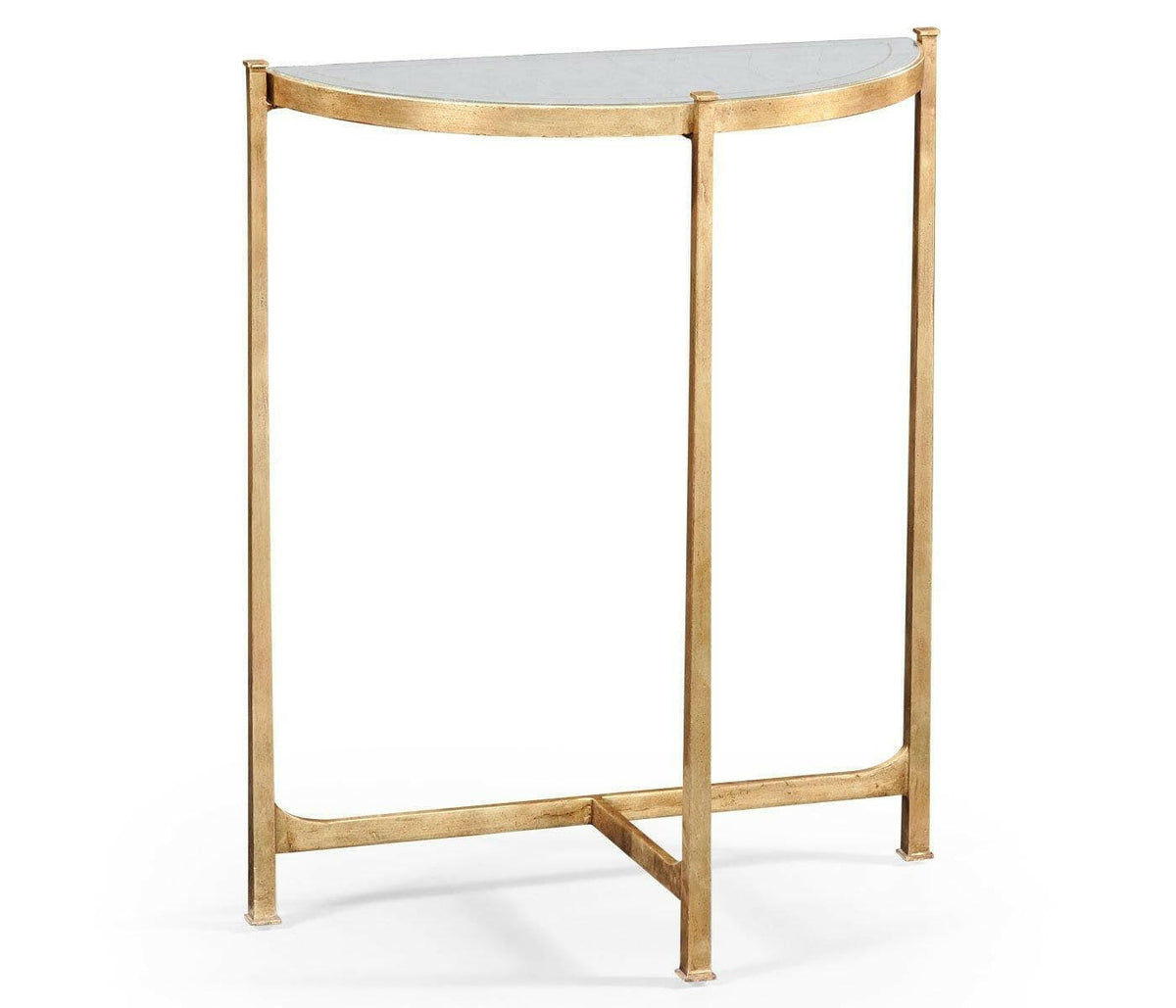 Jonathan Charles Small Demilune Console Table Contemporary - Gilded.