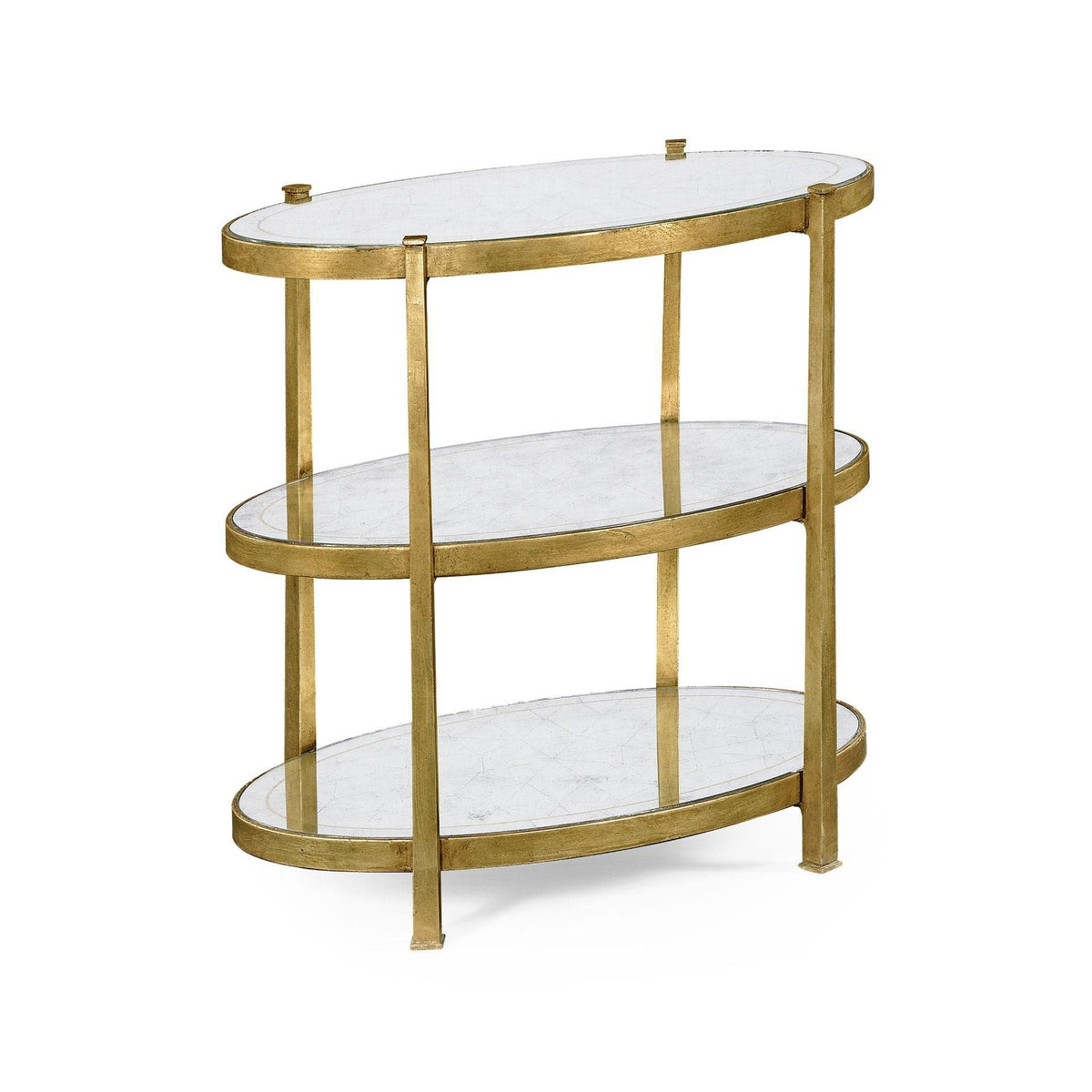 Jonathan Charles Small Oval Side Table Contemporary Three-tier - Gilded.