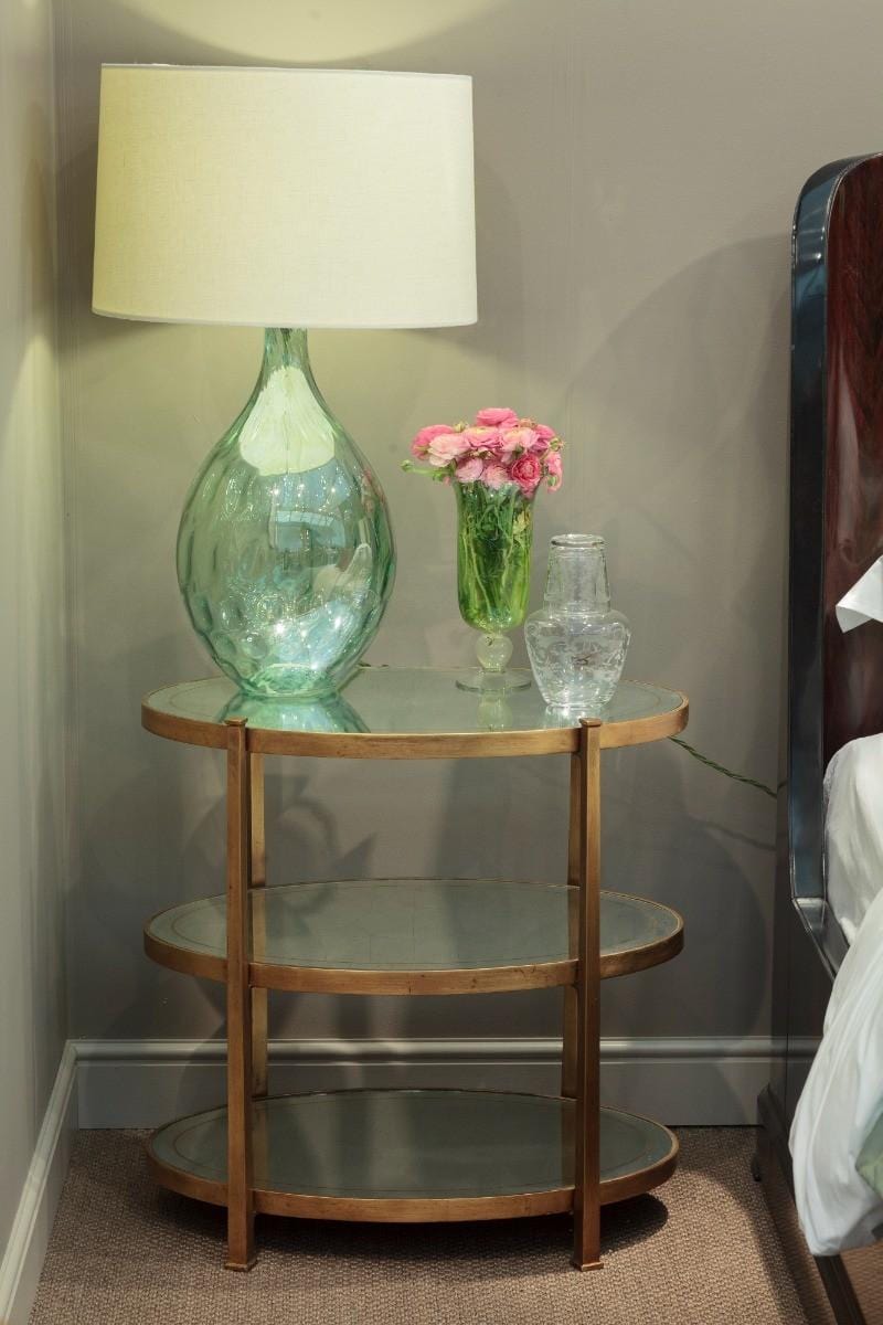 Jonathan Charles Small Oval Side Table Contemporary Three-tier - Gilded.