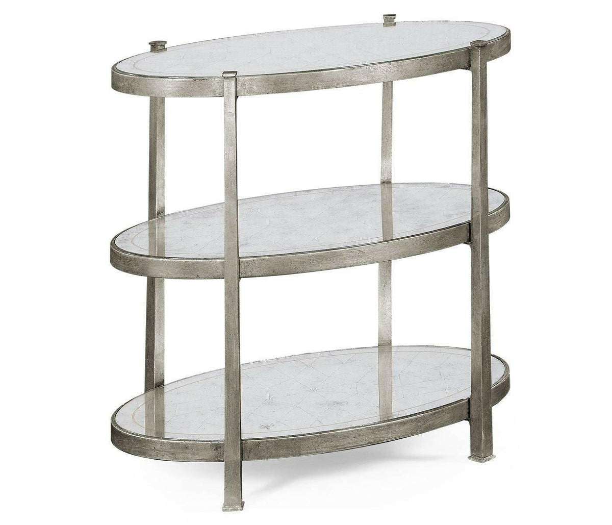 Jonathan Charles Small Oval Side Table Contemporary Three-tier - Silver.