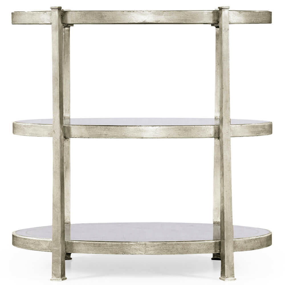 Jonathan Charles Small Oval Side Table Contemporary Three-tier - Silver.