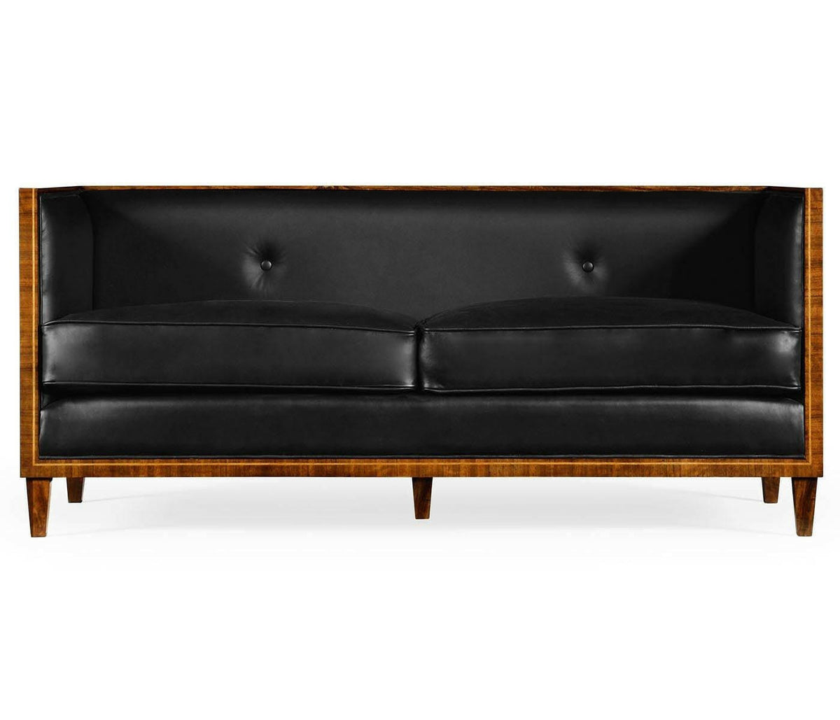 Jonathan Charles Small Sofa Mid Century in Black Leather.