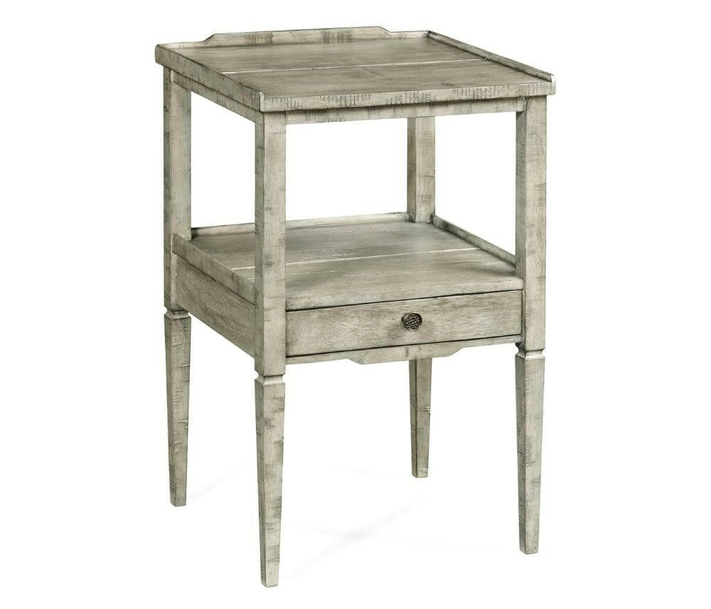 Jonathan Charles Square Lamp Table Rustic with Drawer in Rustic Grey.