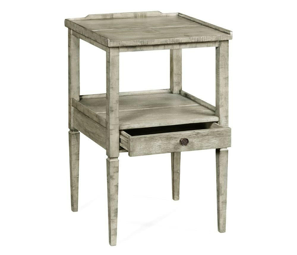 Jonathan Charles Square Lamp Table Rustic with Drawer in Rustic Grey.