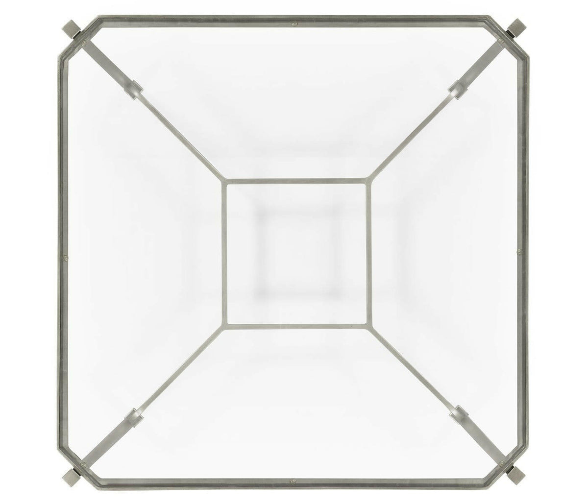 Jonathan Charles Square Side Table Contemporary with Glass Top - Silver.