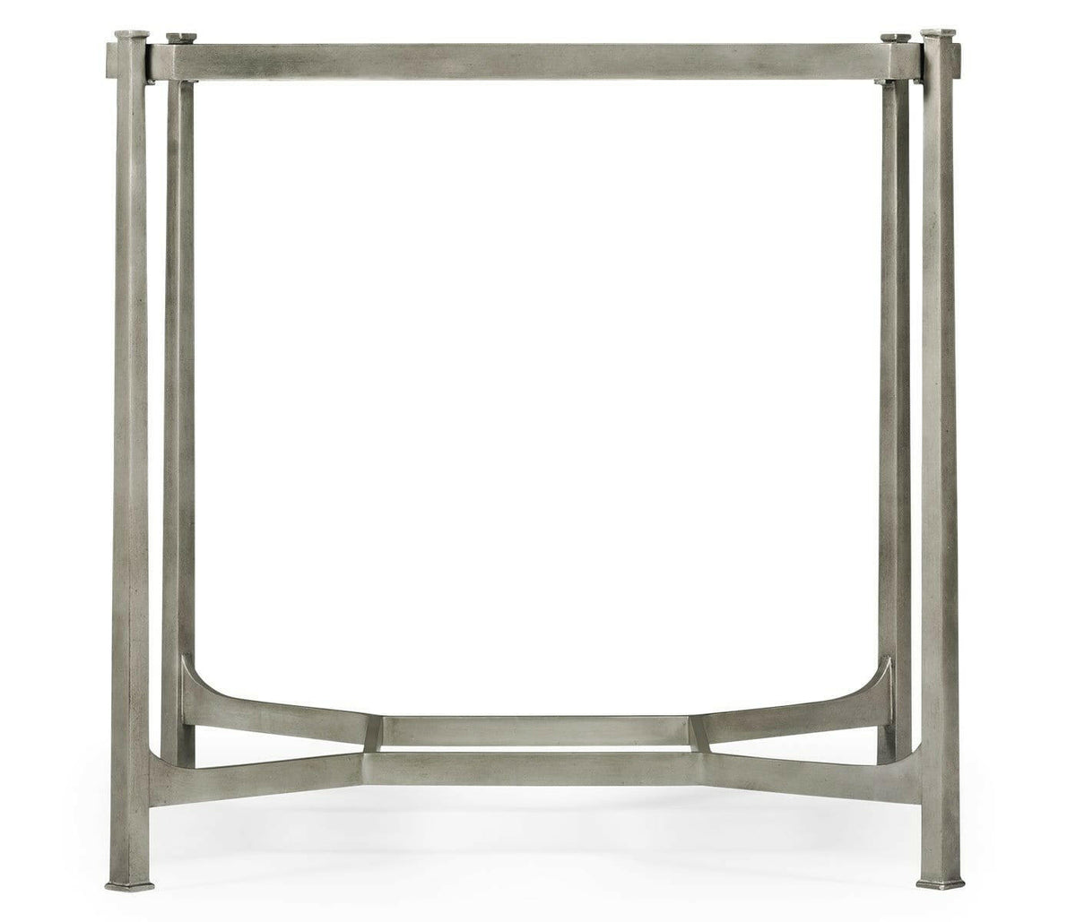 Jonathan Charles Square Side Table Contemporary with Glass Top - Silver.