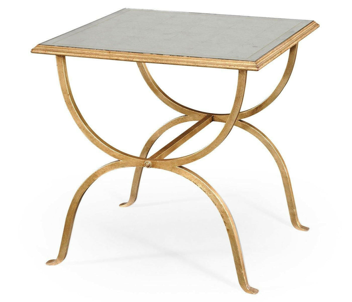 Jonathan Charles Square Side Table Horseshoe - Gilded.