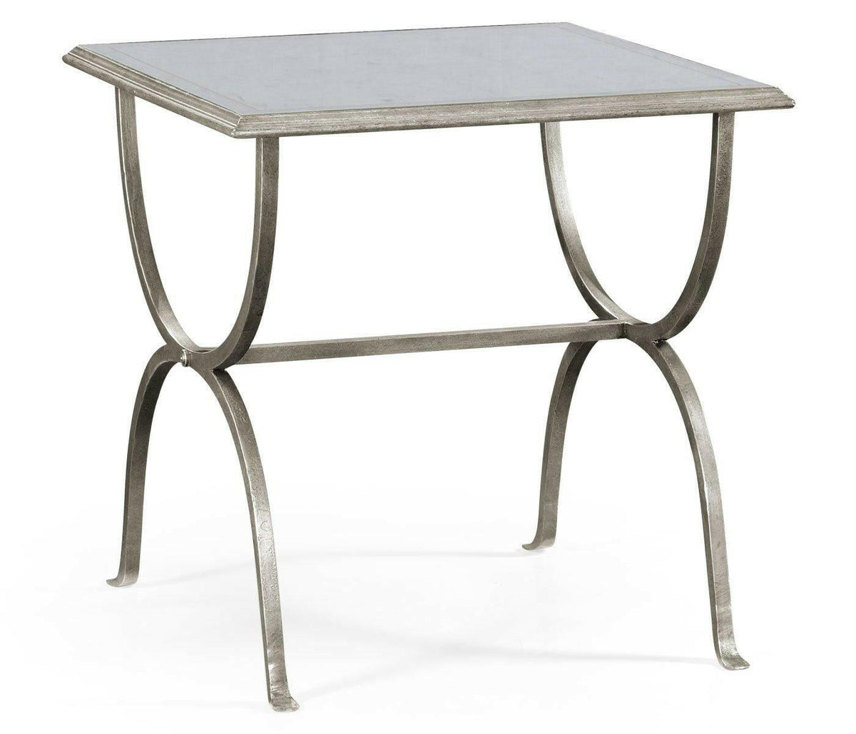 Jonathan Charles Square Side Table Horseshoe - Silver.