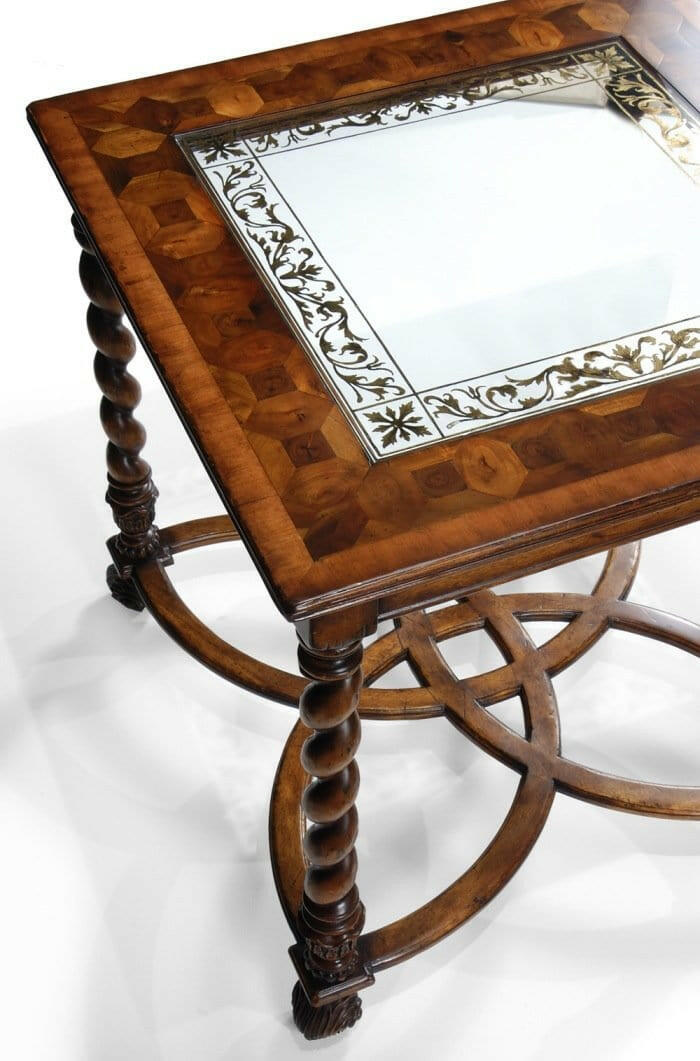 Jonathan Charles Square Side Table Oyster with Eglomise Top - Large.