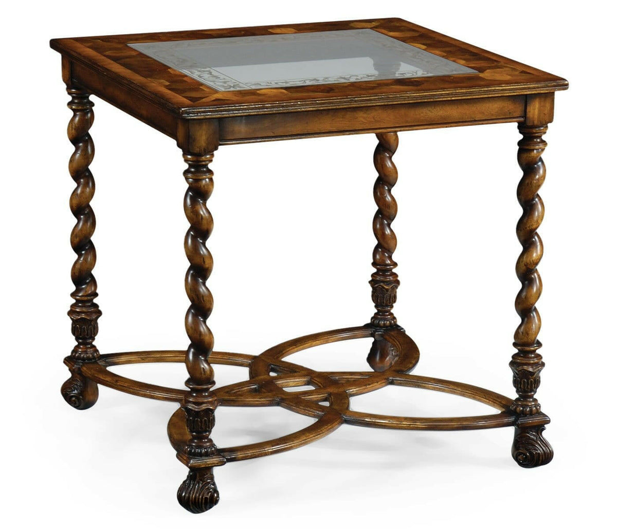 Jonathan Charles Square Side Table Oyster with Eglomise Top - Large.