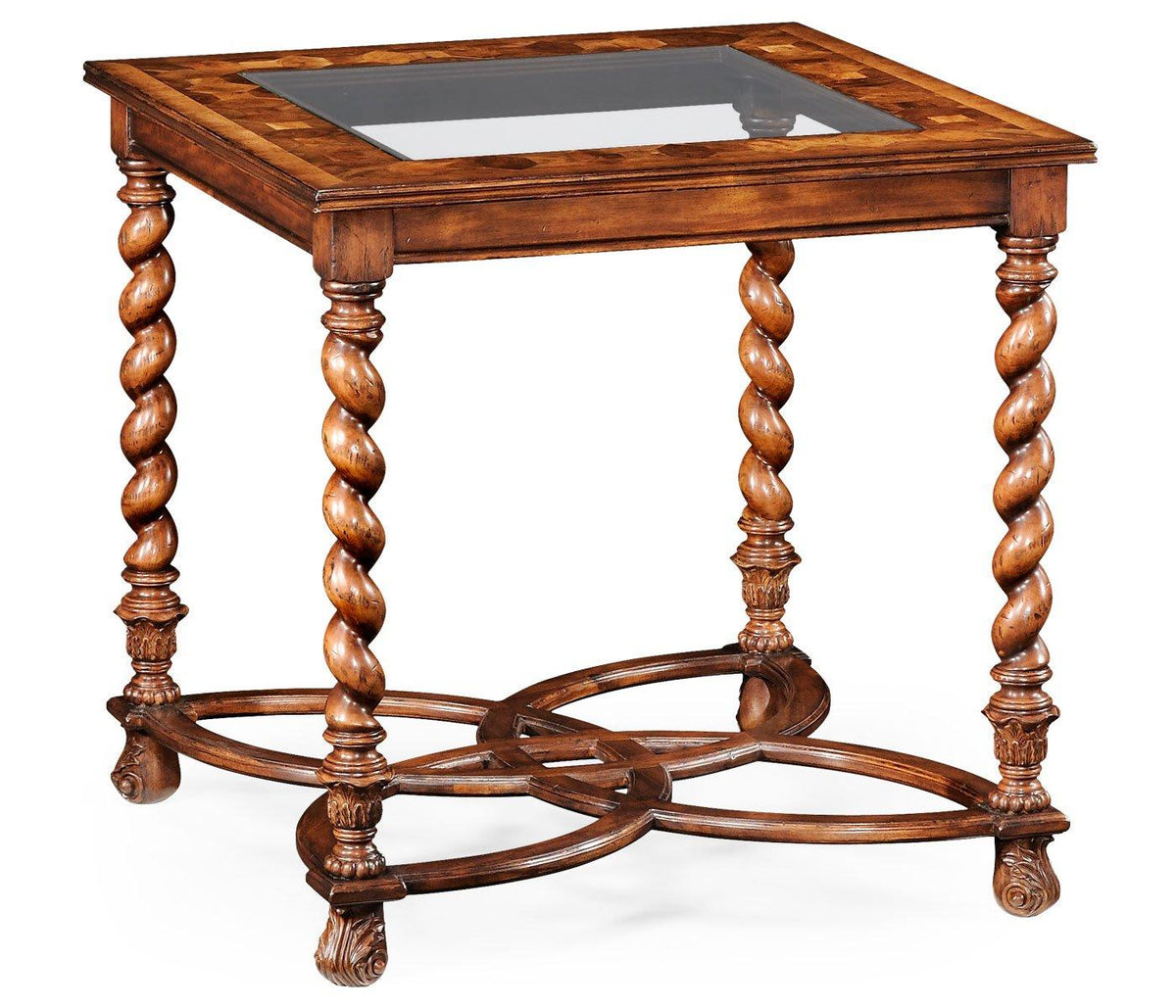 Jonathan Charles Square Side Table Oyster with Glass Top - Large.