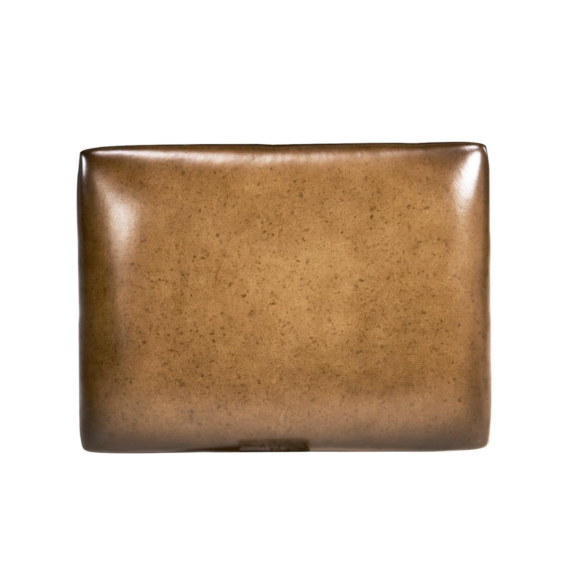 Jonathan Charles Stool with Scallop Shell in Walnut - Dark Chestnut Leather.