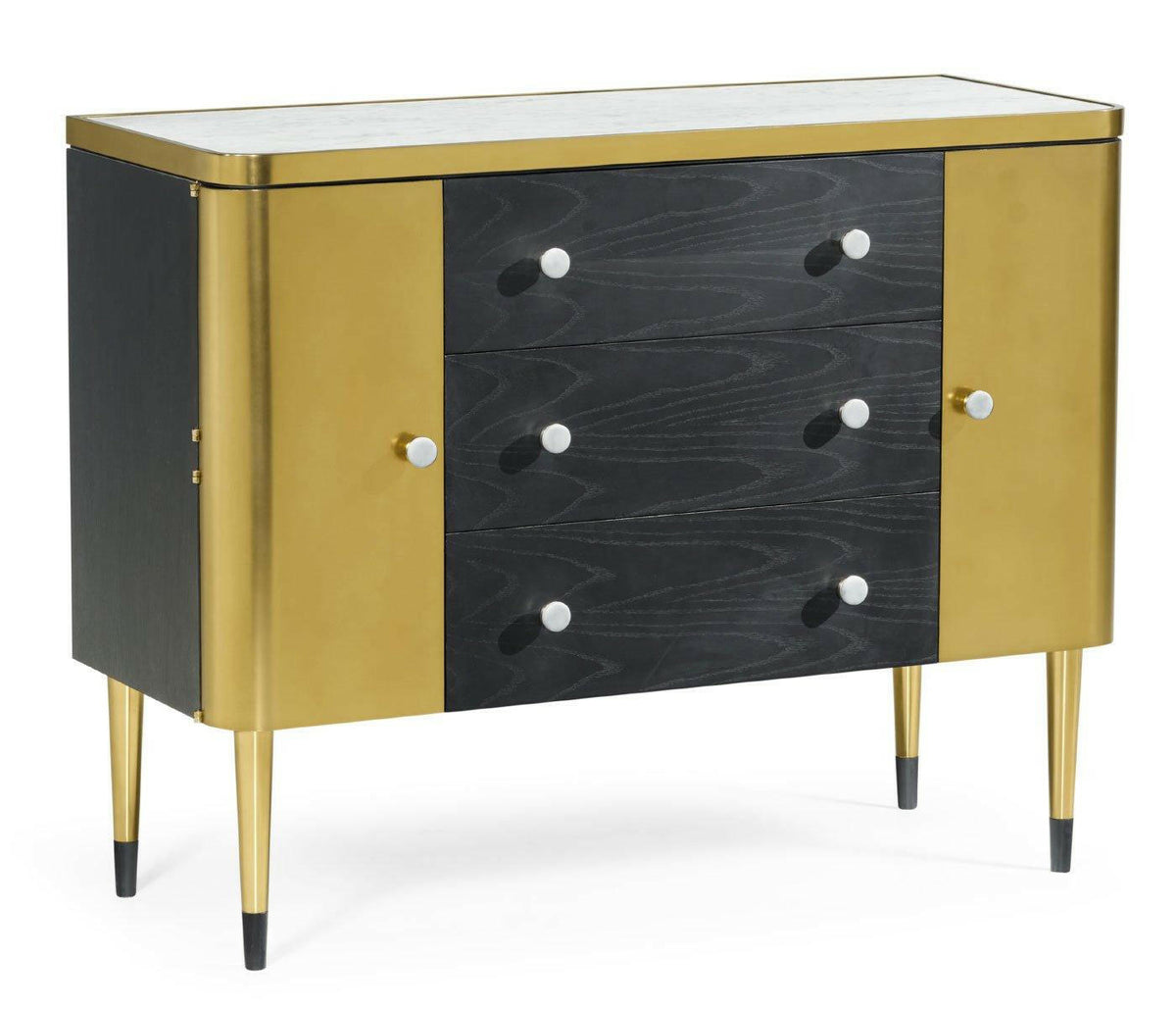 Jonathan Charles Storage Cabinet with Drawers in Ebonised Oak.