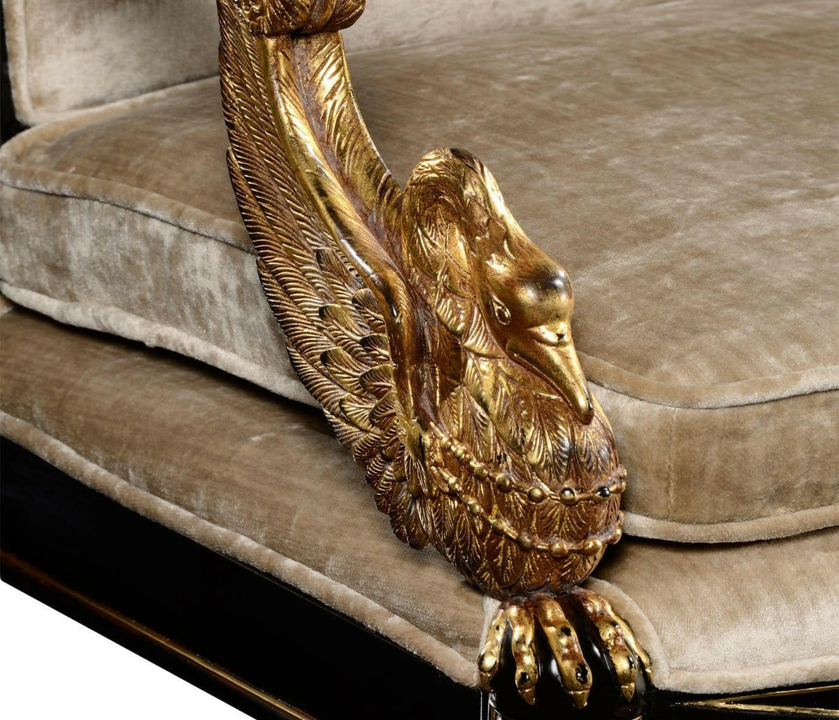 Jonathan Charles Swan Armchair Palace in Black - Taupe Velvet.