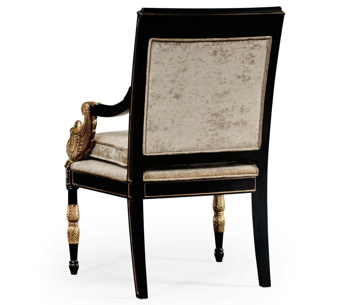 Jonathan Charles Swan Armchair Palace in Black - Taupe Velvet.