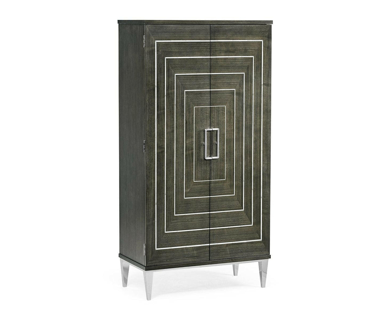 Jonathan Charles Tall Storage Cabinet in Dark Grey Walnut - Mother of Pearl.