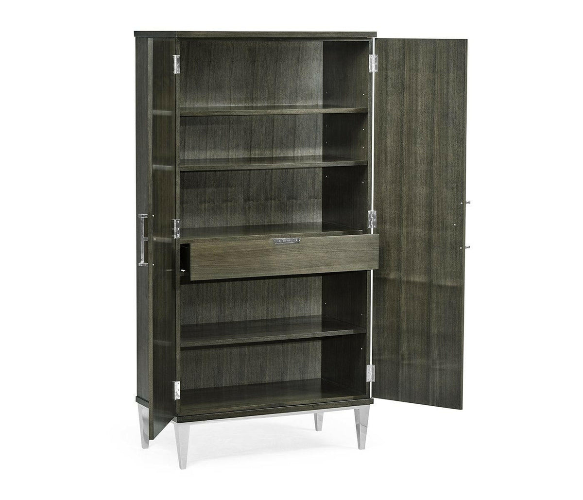 Jonathan Charles Tall Storage Cabinet in Dark Grey Walnut - Steel.