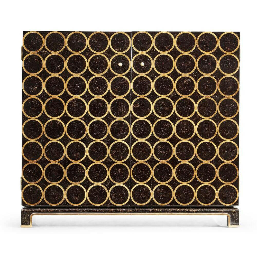 Jonathan Charles Tortoise Gilded Circles Storage Cabinet.