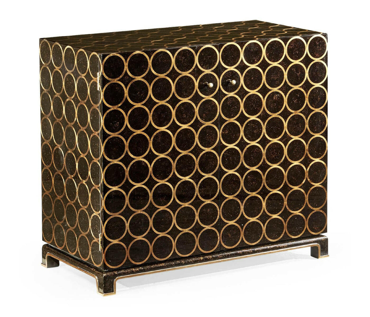 Jonathan Charles Tortoise Gilded Circles Storage Cabinet.