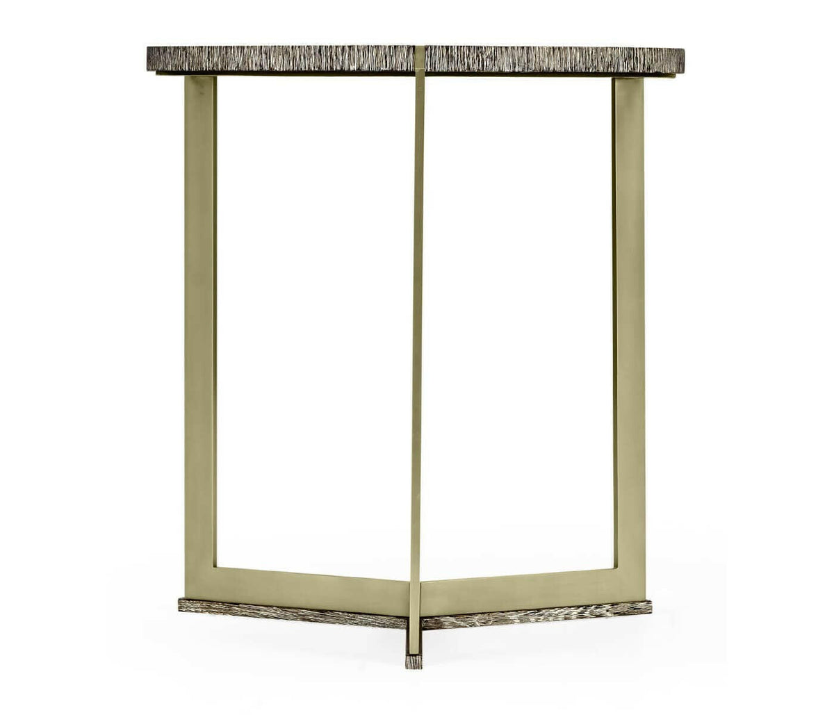 Jonathan Charles Transitional Oak & Brass Round Side Table - Dark French Oak.