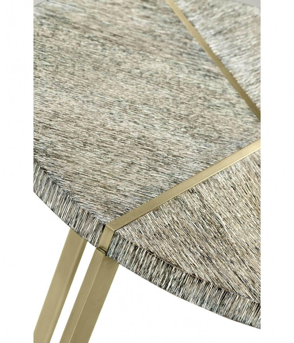 Jonathan Charles Transitional Oak & Brass Round Side Table - Dark French Oak.