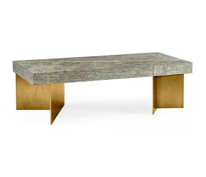Jonathan Charles Transitional Oak & Gilded Coffee Table.