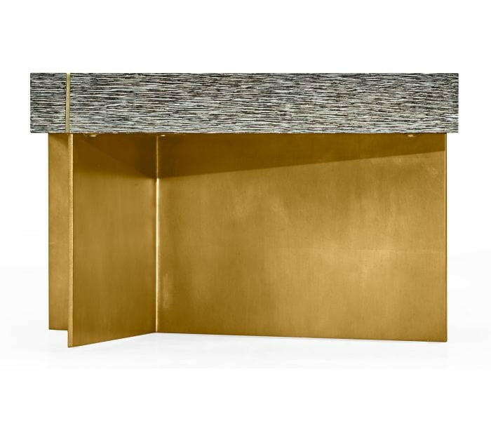 Jonathan Charles Transitional Oak & Gilded Coffee Table.