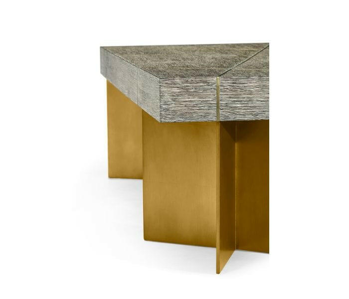 Jonathan Charles Transitional Oak & Gilded Coffee Table.