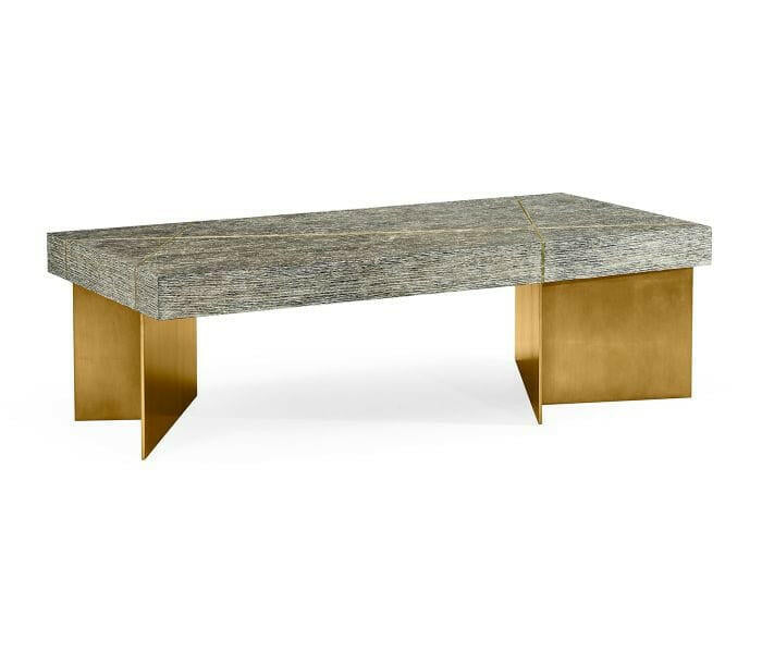 Jonathan Charles Transitional Oak & Gilded Coffee Table.