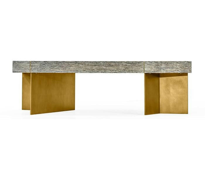 Jonathan Charles Transitional Oak & Gilded Coffee Table.