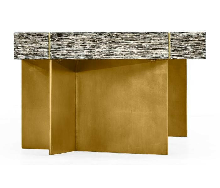 Jonathan Charles Transitional Oak & Gilded Coffee Table.