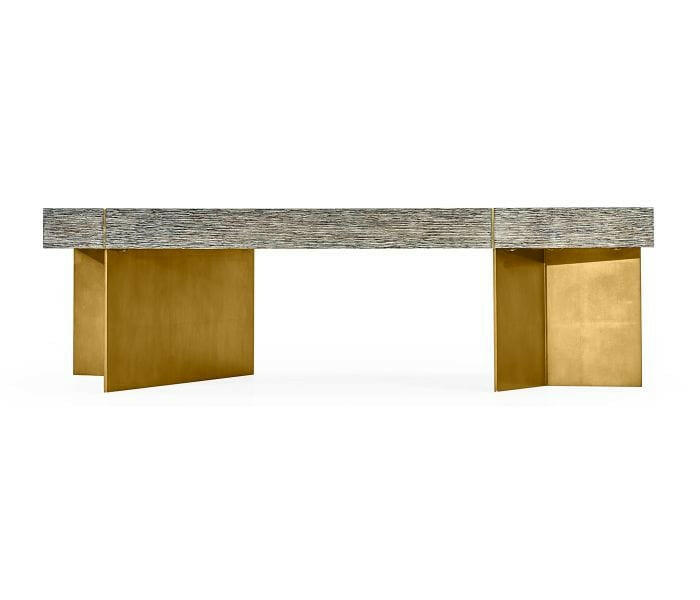 Jonathan Charles Transitional Oak & Gilded Coffee Table.