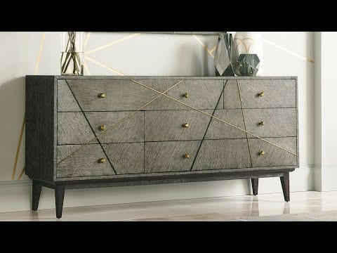 Jonathan Charles Transitional Oak & Gilded Console Table.