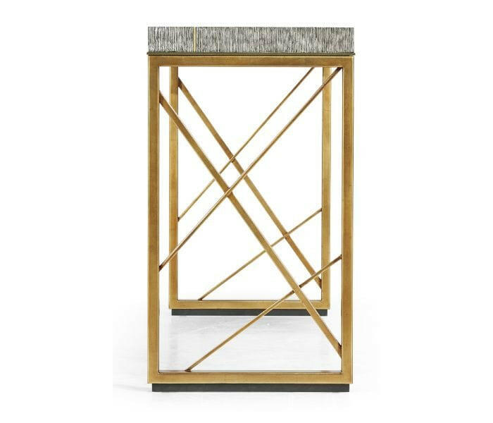Jonathan Charles Transitional Oak & Gilded Console Table.