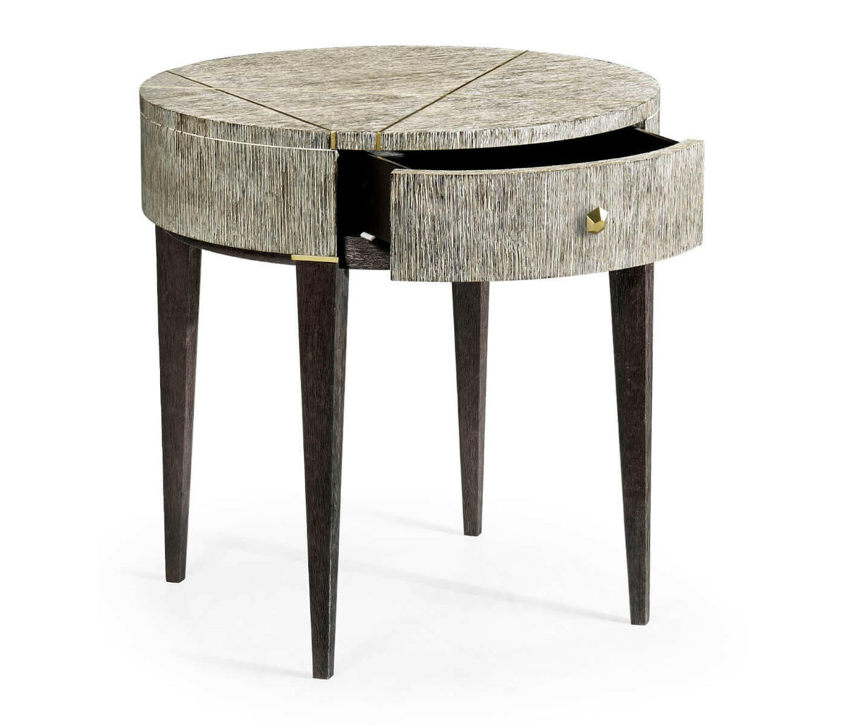 Jonathan Charles Transitional Round Side Table with Drawer - Dark French Oak.