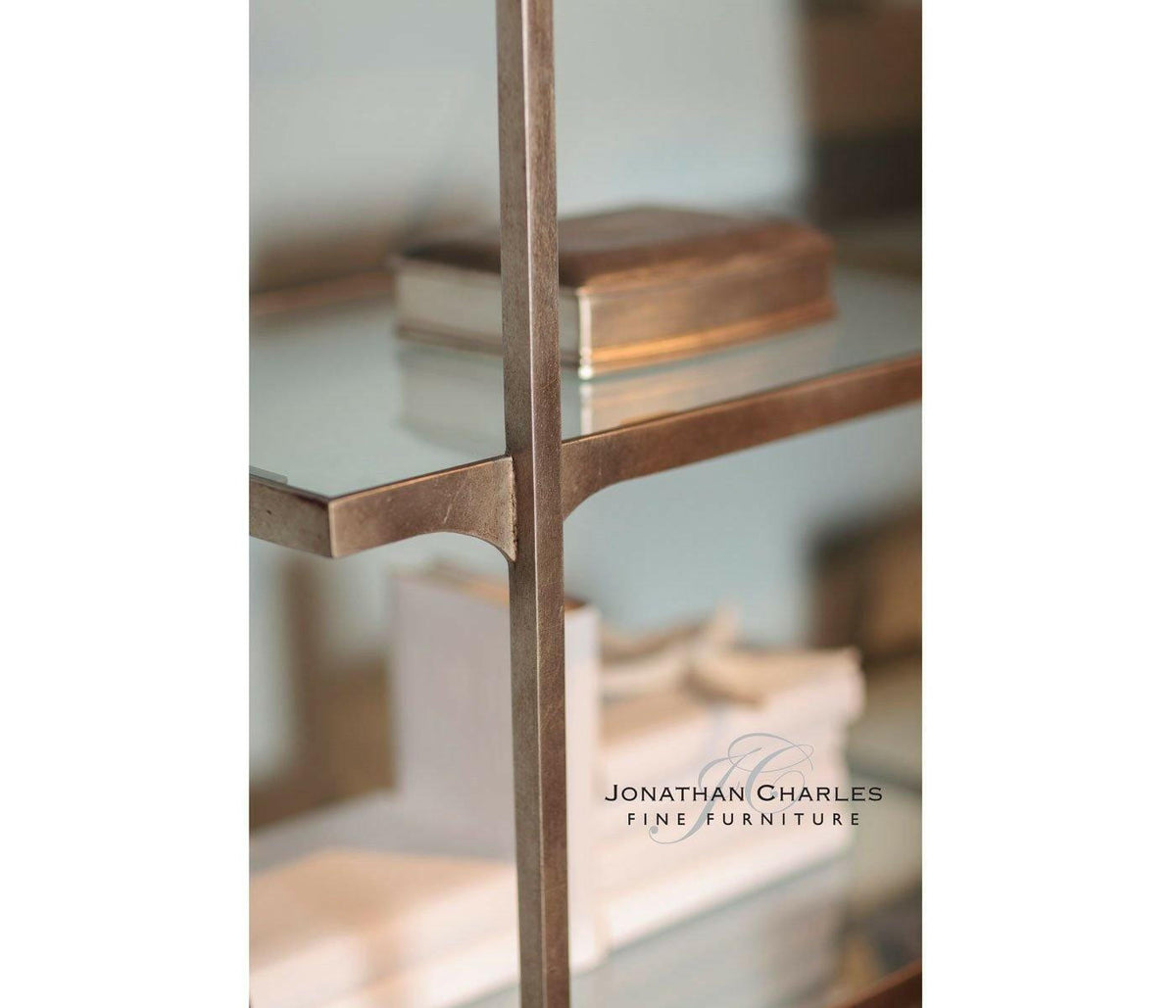 Jonathan Charles Wide Etagere Contemporary Six-tier - Silver.