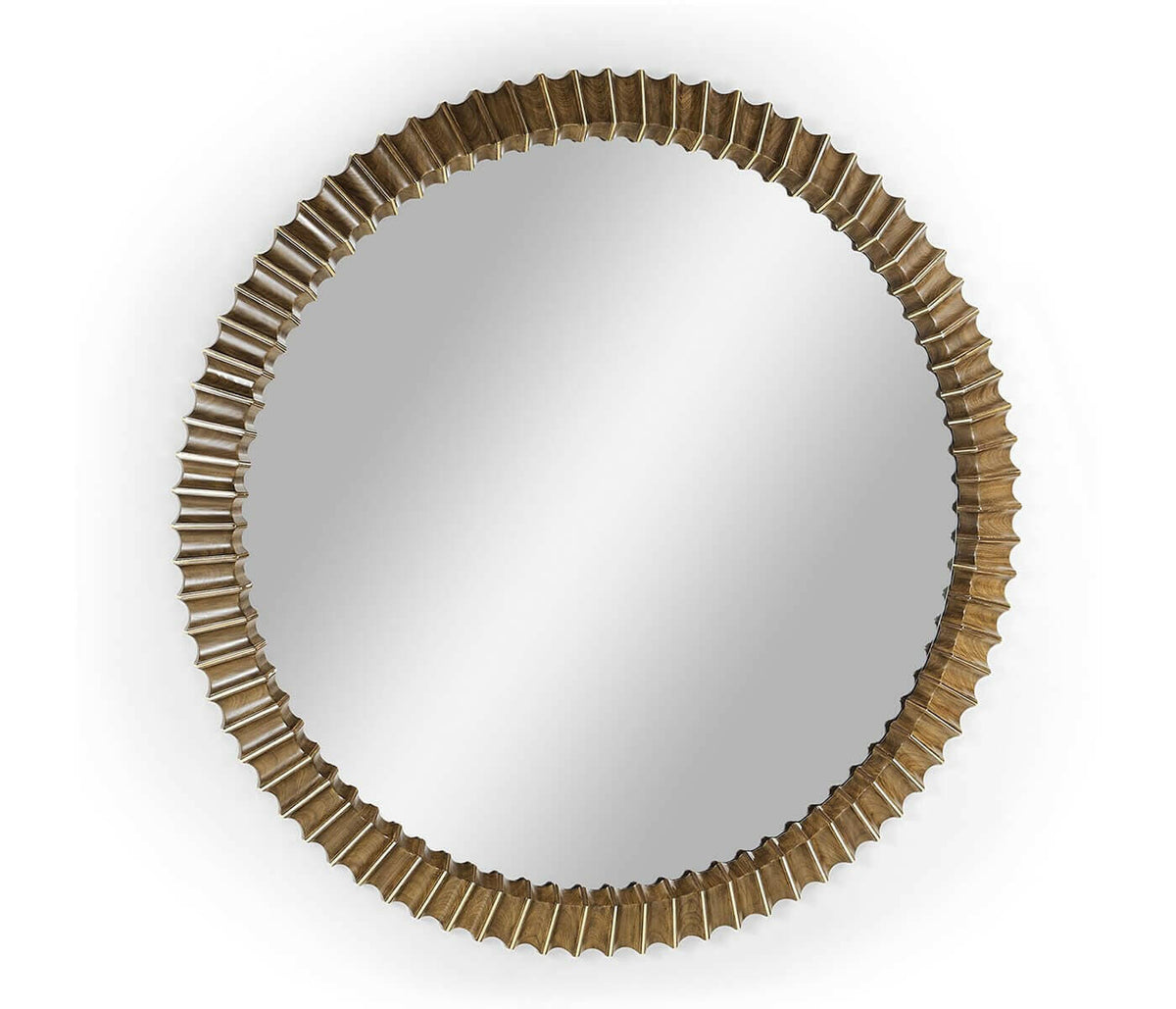 Jonathan Charles Autumn Walnut Mid Century Round Mirror - Large.