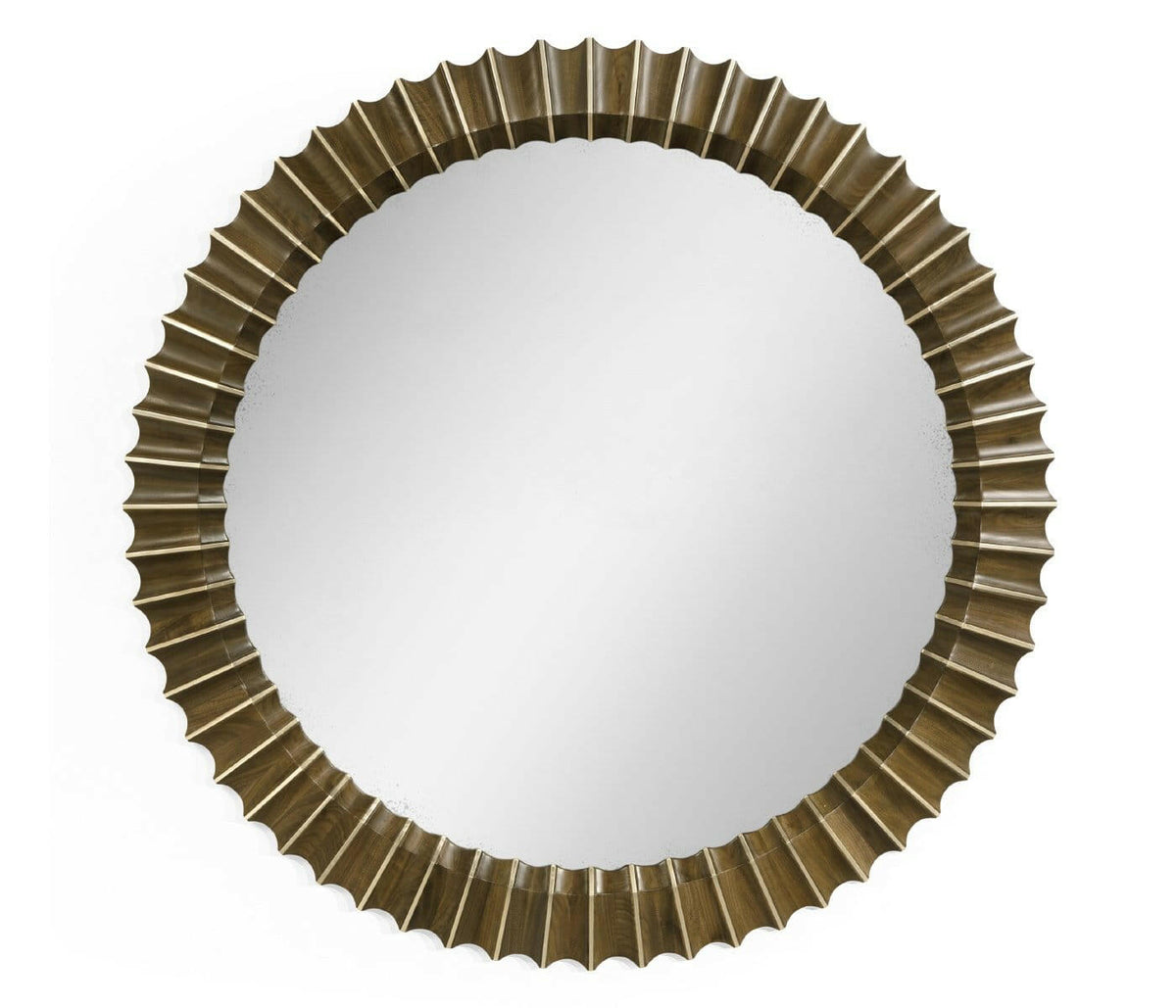 Jonathan Charles Autumn Walnut Mid Century Round Mirror - Small.