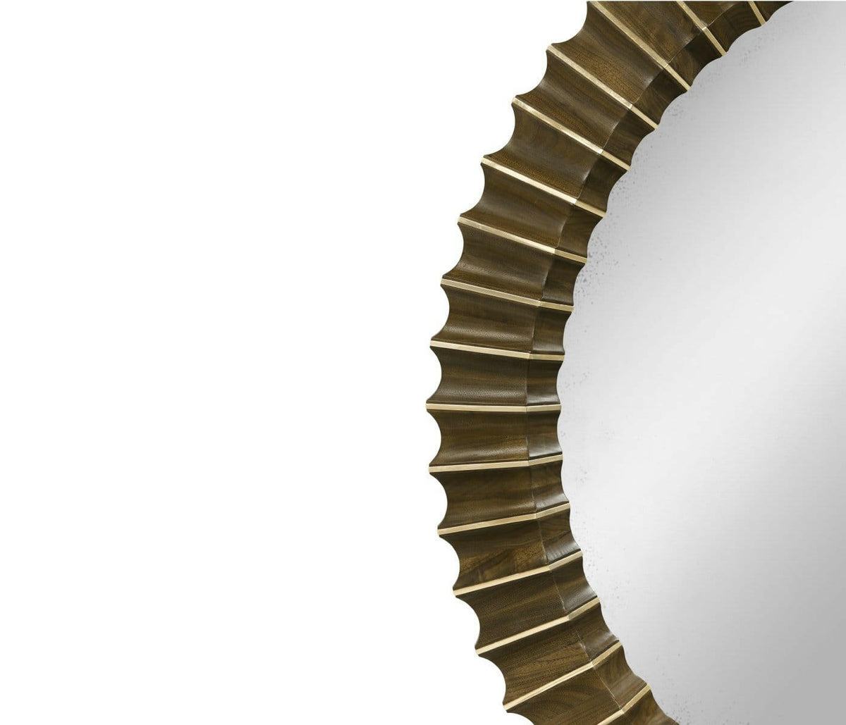 Jonathan Charles Autumn Walnut Mid Century Round Mirror - Small.