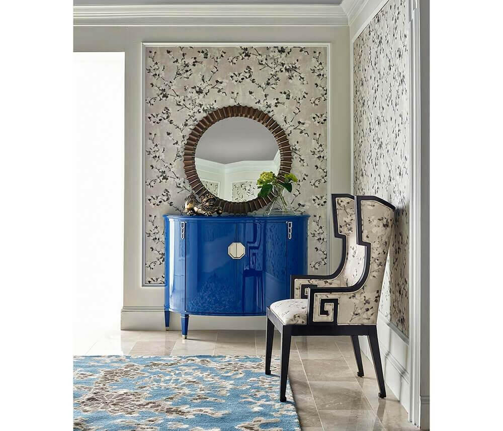 Jonathan Charles Autumn Walnut Mid Century Round Mirror - Small.