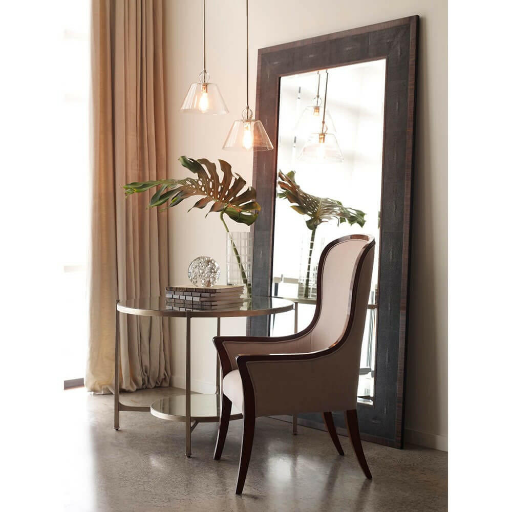 Jonathan Charles Floor Mirror in Anthracite Shagreen.