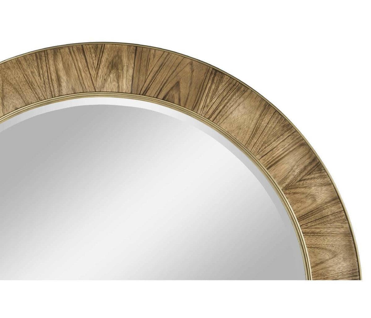Jonathan Charles Golden Amber & Brass Round Wall Mirror - Large.