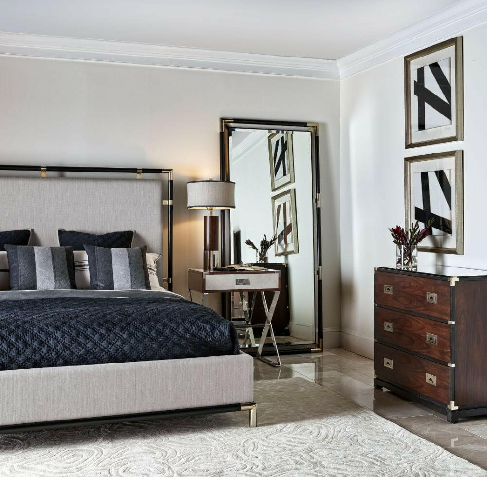 Jonathan Charles Mirror Military in Santos Rosewood.