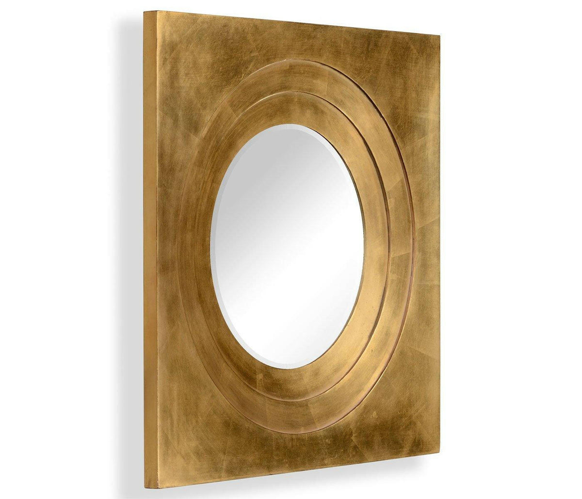 Jonathan Charles Round Mirror Contemporary with Square Frame - Gilded.