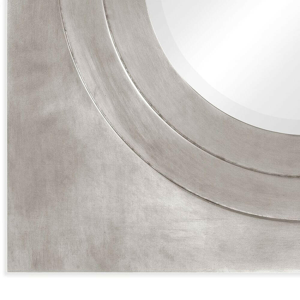 Jonathan Charles Round Mirror Contemporary with Square Frame - Silver.